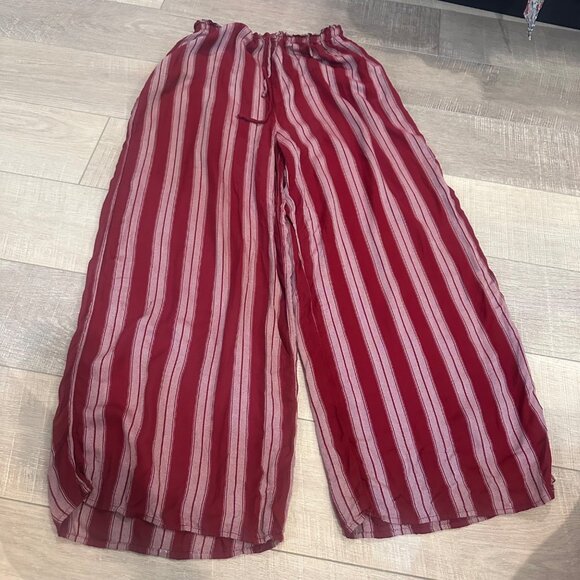 AMERICAN EAGLE WOMENS BURGUNDY RED PULL ON WIDE LEG PANTS MEDIUM - Picture 1 of 9